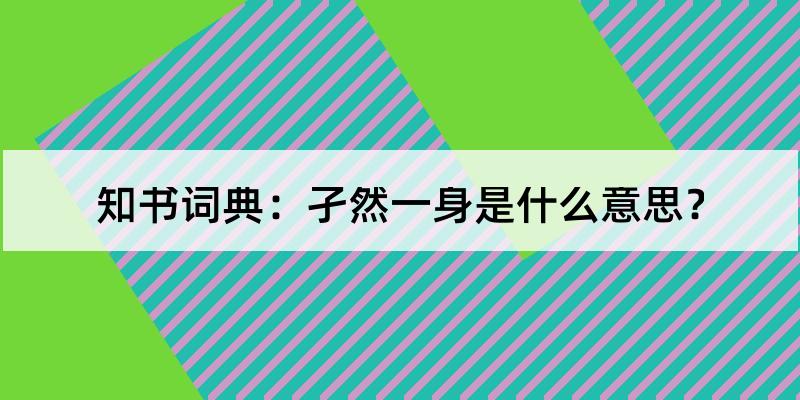 孑然一身怎么读?孑然一身的解释和含义及笔顺规范写法查询 知书词典