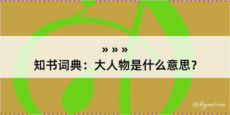 知书词典：大人物是什么意思？