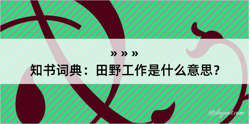 知书词典：田野工作是什么意思？