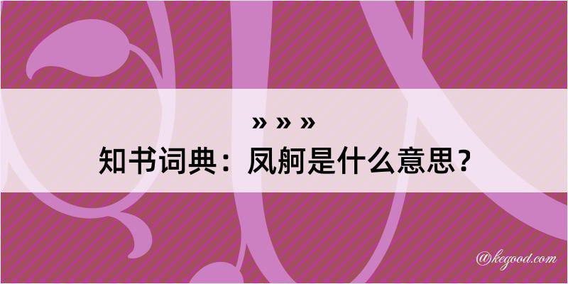 知书词典：凤舸是什么意思？