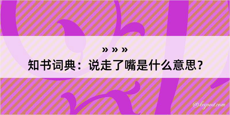 知书词典：说走了嘴是什么意思？