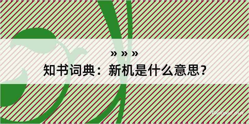 知书词典：新机是什么意思？