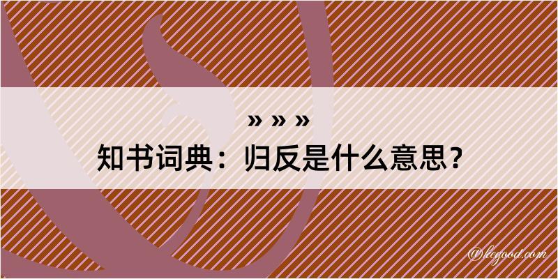 知书词典：归反是什么意思？