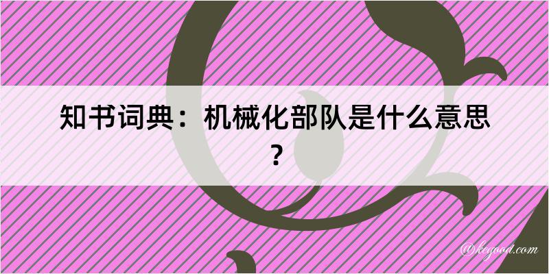 知书词典：机械化部队是什么意思？