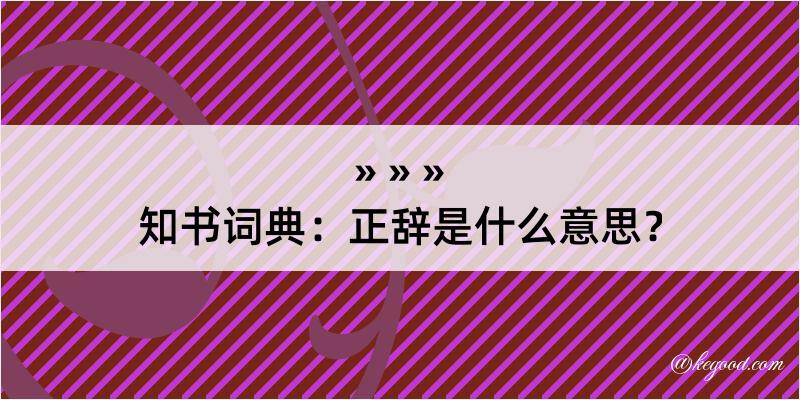 知书词典：正辞是什么意思？