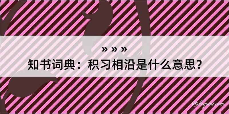 知书词典：积习相沿是什么意思？