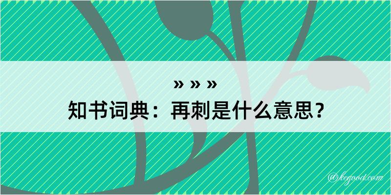 知书词典：再刺是什么意思？