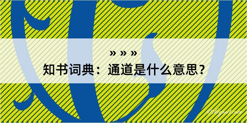 知书词典：通道是什么意思？