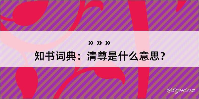 知书词典：清尊是什么意思？