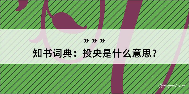 知书词典：投央是什么意思？