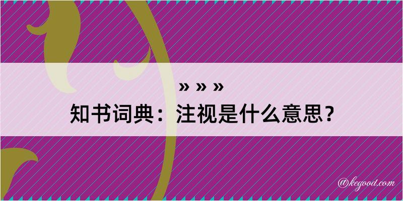 知书词典：注视是什么意思？