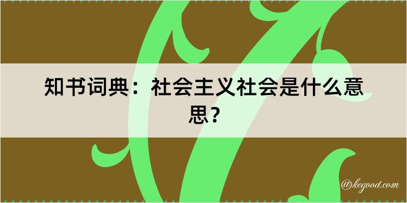 知书词典：社会主义社会是什么意思？