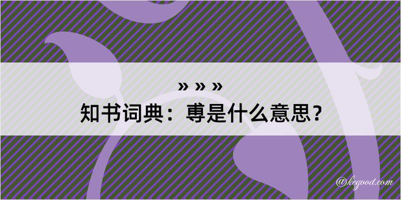 知书词典：尃是什么意思？