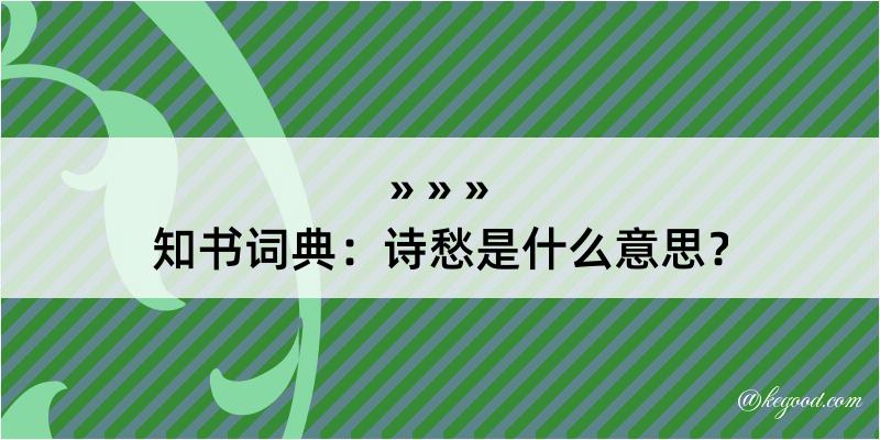 知书词典：诗愁是什么意思？