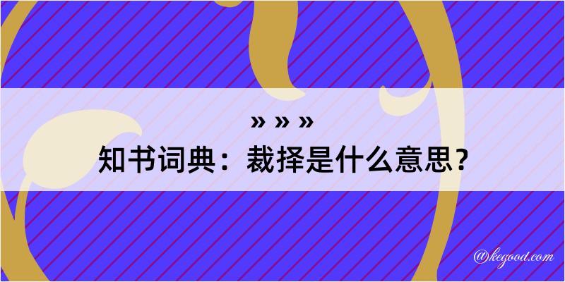 知书词典：裁择是什么意思？