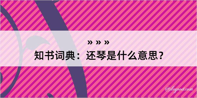 知书词典：还琴是什么意思？