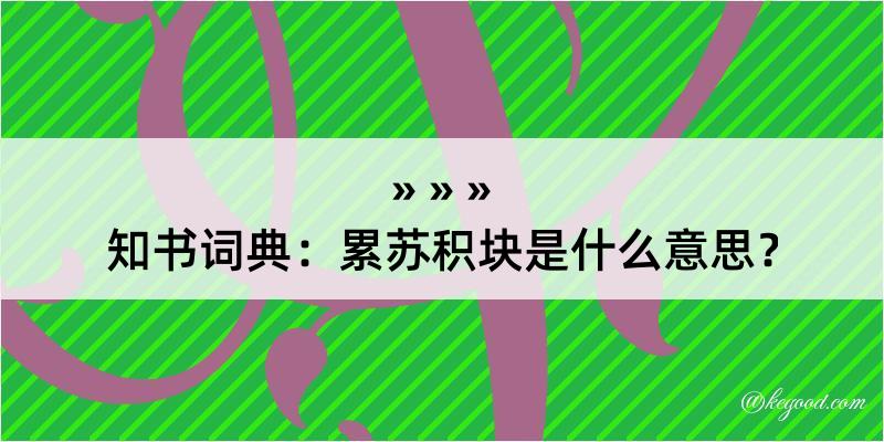 知书词典：累苏积块是什么意思？