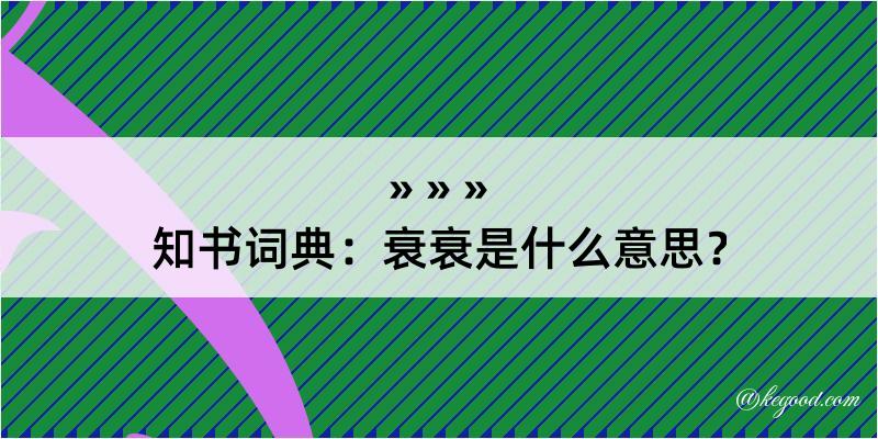 知书词典：衰衰是什么意思？