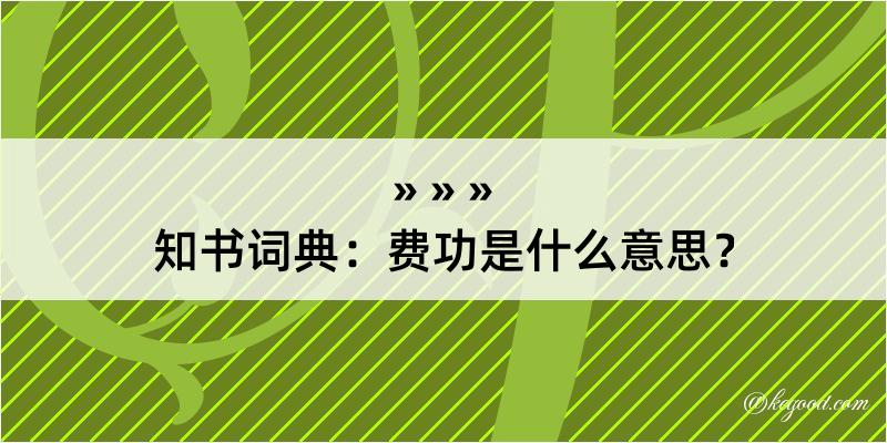 知书词典：费功是什么意思？