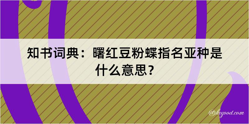 知书词典：曙红豆粉蝶指名亚种是什么意思？