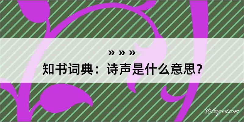 知书词典：诗声是什么意思？