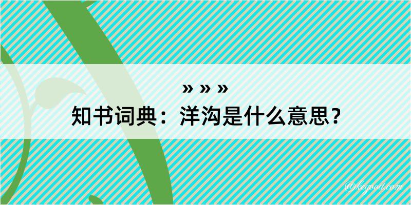 知书词典：洋沟是什么意思？