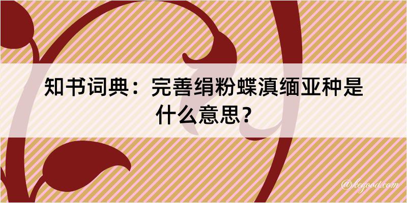 知书词典：完善绢粉蝶滇缅亚种是什么意思？