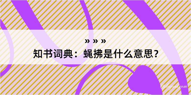 知书词典：蝇拂是什么意思？