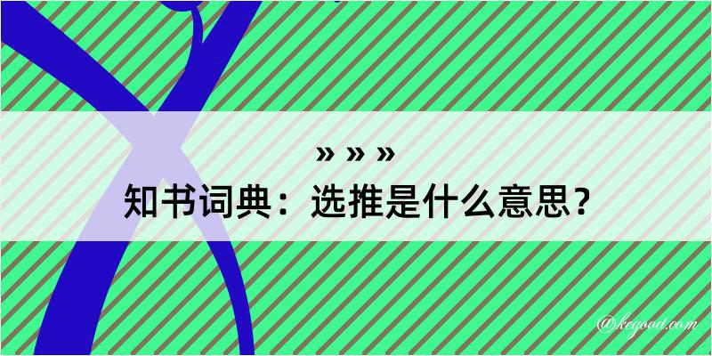 知书词典：选推是什么意思？