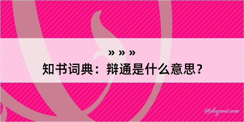 知书词典：辩通是什么意思？