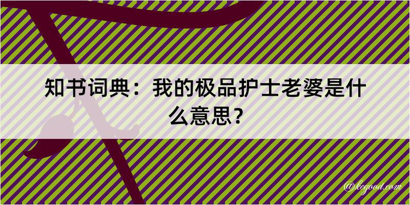 知书词典：我的极品护士老婆是什么意思？