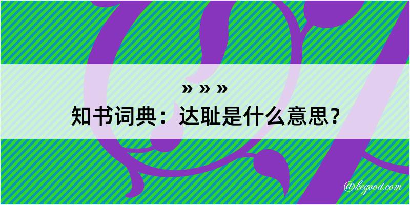 知书词典：达耻是什么意思？