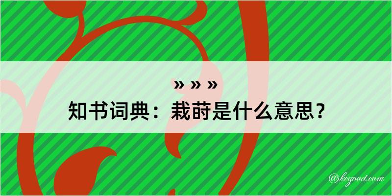 知书词典：栽莳是什么意思？