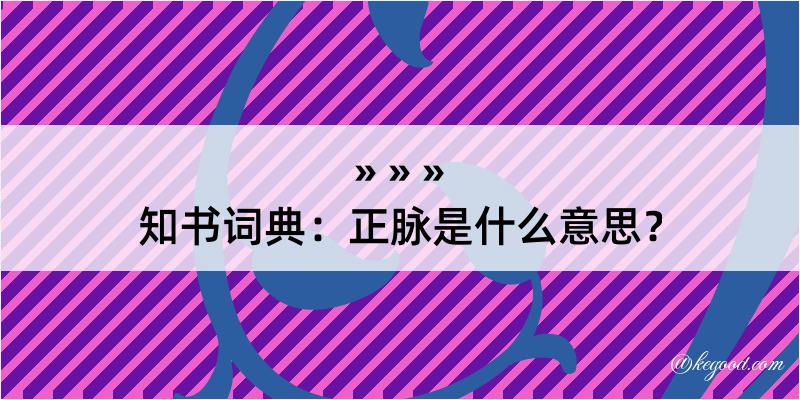 知书词典：正脉是什么意思？