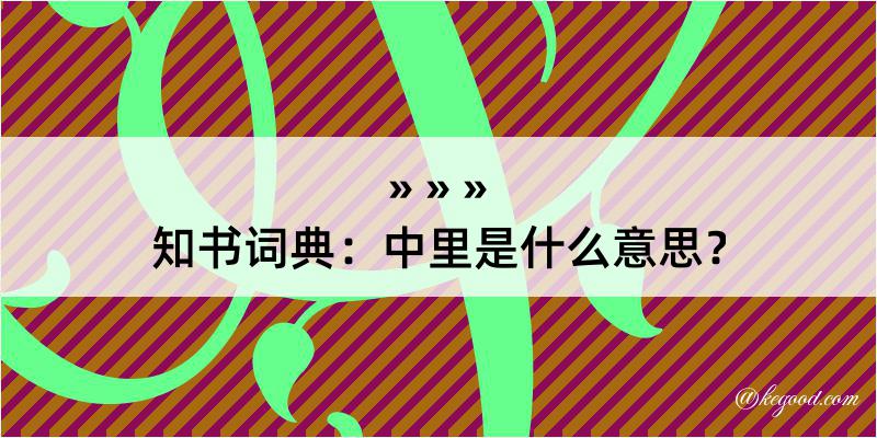 知书词典：中里是什么意思？