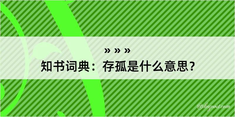 知书词典：存孤是什么意思？