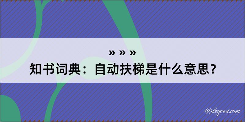 知书词典：自动扶梯是什么意思？