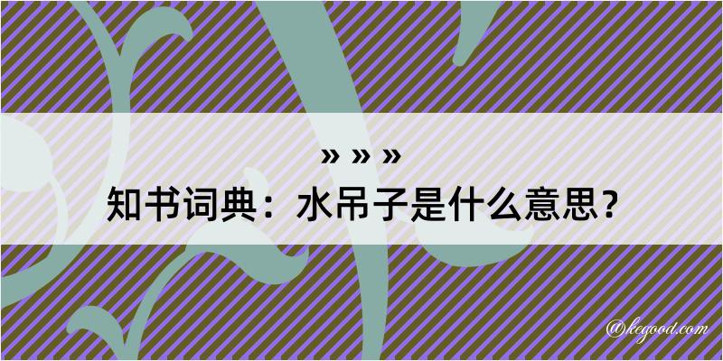 知书词典：水吊子是什么意思？