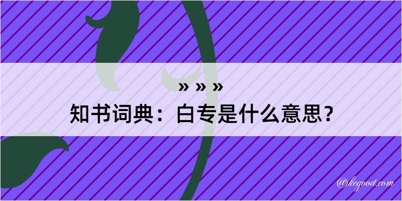 知书词典：白专是什么意思？