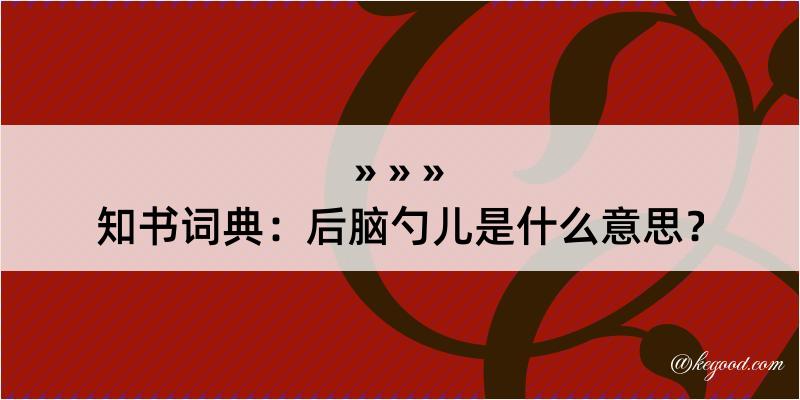 知书词典：后脑勺儿是什么意思？