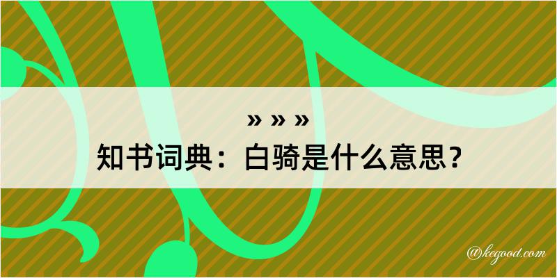 知书词典：白骑是什么意思？