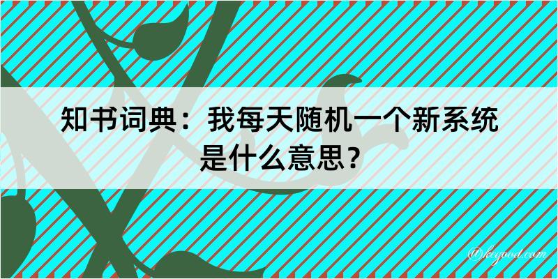 知书词典：我每天随机一个新系统是什么意思？