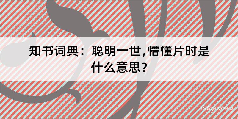 知书词典：聪明一世﹐懵懂片时是什么意思？