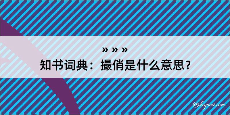 知书词典：撮俏是什么意思？