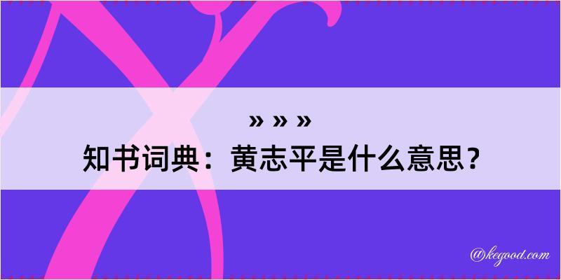 知书词典：黄志平是什么意思？