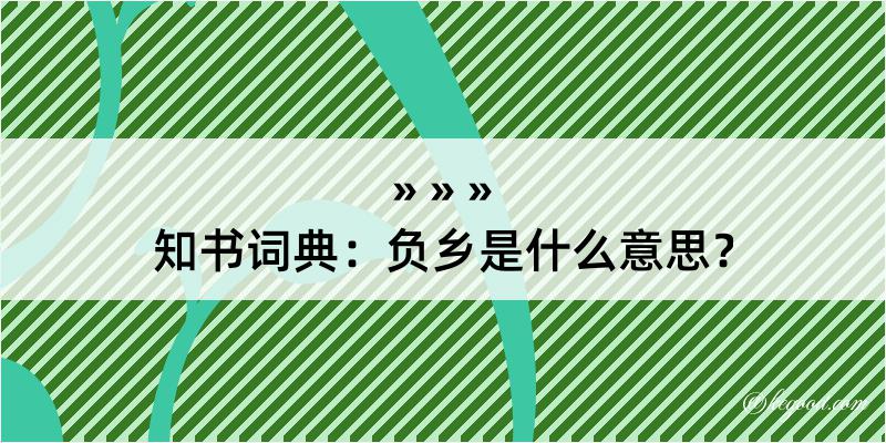 知书词典：负乡是什么意思？