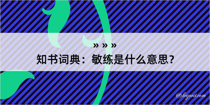 知书词典：敏练是什么意思？