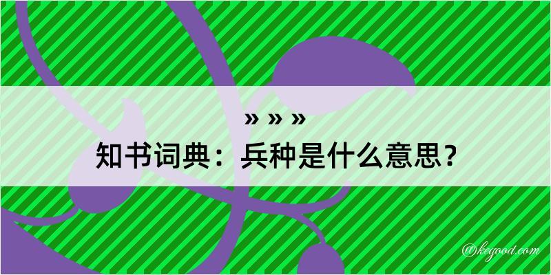 知书词典：兵种是什么意思？