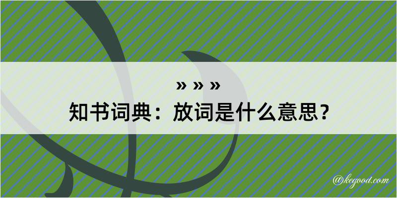 知书词典：放词是什么意思？