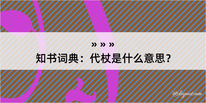 知书词典：代杖是什么意思？